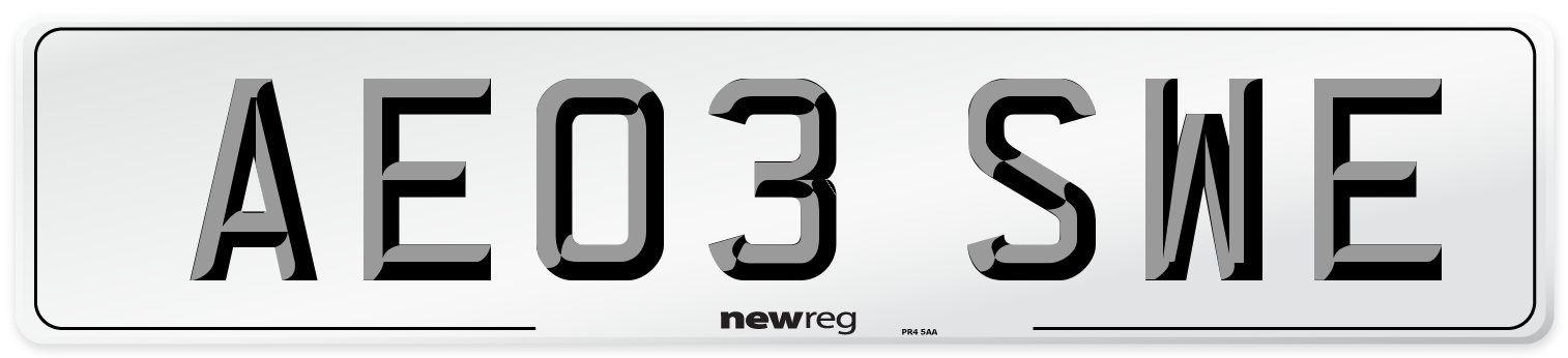 AE03 SWE Number Plate from New Reg